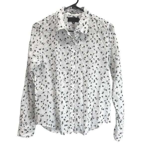 Nili Lotan Libby White Floral Print Blouse Size XS Long Sleeve Button Down Shirt - Picture 2 of 5